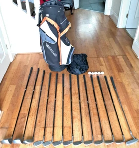 Mens Full Set Of 13 Golf Clubs Woods Irons HIPPO Plus Energy + Bag Right Handed - Picture 1 of 23