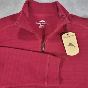 Tommy Bahama maglione pullover manica lunga zip 1/4 uomo medio rumba marrone - Foto 1 di 10