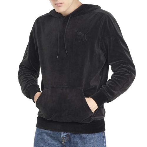 Puma Iconic T7 Velour Pullover Felpa con Cappuccio Uomo Nero Casual Capispalla 532220 01