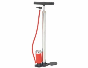 Bomba de mano para bicicleta con calibre cromado. Piezas de bicicleta, piezas de bicicleta. - Imagen 1 de 1
