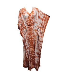 Tie-Dye Rayon Kaftan Dress Holiday Loungewear Beach Cover-Up 10 12 14 16 18 20 - Picture 1 of 5