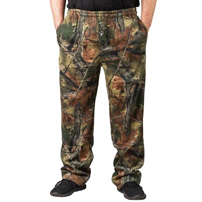 Men's Mossy Oak / Camo Open Bottom Cotton Blend Cozy Lounge Hunting Sweatpants - Image 1 of 4
