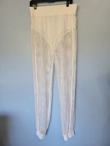 JW Signature Pantaloni da jogging copricostume in rete da donna panna taglia large - Foto 1 di 10