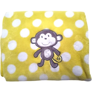 Circo Yellow Monkey Polka Dot Baby Blanket Target Fleece Security Lovey Unisex - Picture 1 of 3