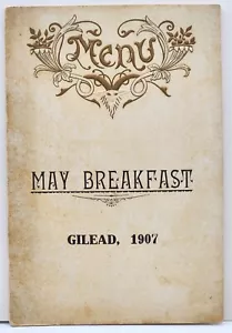 Menù colazione maggio 1907 per The Gilead Hall Association Hebron, CT C2 - Foto 1 di 5