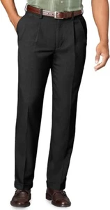 New VAN HEUSEN Men's BIG & TALL Stretch 50W x 30L Grey CUFFED Crosshatch PANTS - Picture 1 of 3