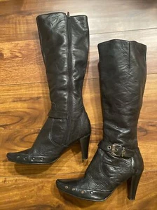 San Marina Black leather zip up boots. Leather Size 37 US size 6 Excellent! - Picture 1 of 11