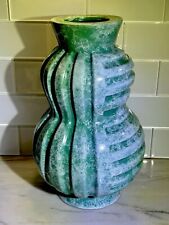 Jonathan Adler Stone Port Cinch Vase Art Deco Green And White Marble