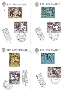 Serie n°4 cartoline MAXIMUM REP. SAN MARINO  I giorno FAIP Dipinti Paolo Uccello - Foto 1 di 1