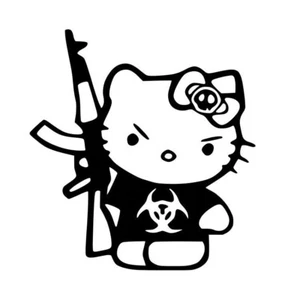 Hello Kitty Biohazard AK-47 Decal #1 3.75"x4" Choose Color - Picture 1 of 2