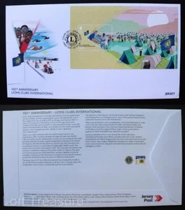 Jersey Stamps: "Lions Club - 100th Anniversary" First Day Cover £2.00 M/S 2017 - Picture 1 of 3