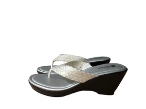 White Mountain Damen Wishlist Plateau Tanga Keilabsatz weiß gewebt Größe 10M - Bild 1 von 16