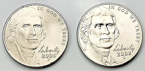 2008  P & D  Jefferson Nickel - BU Set Pulled From OBW Rolls Cover