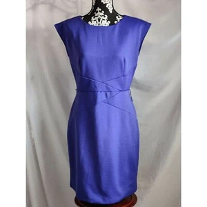 Abito AGB manica ad aletta linea A strati Seersucker a righe blu donna taglia 12 - Foto 1 di 11