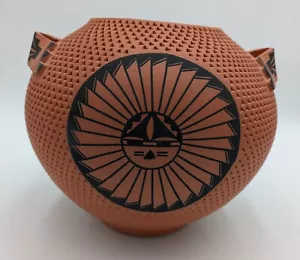 Vintage Acoma Pottery Bowl signed S Garcia, NM, Native American Pueblo 9" X 8" - Picture 1 of 7