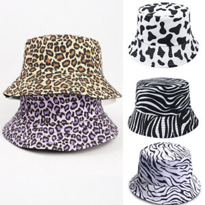 Animal Print Bucket Hat Festival Canvas Fisherman Foldable Patch Cap Casual Hats