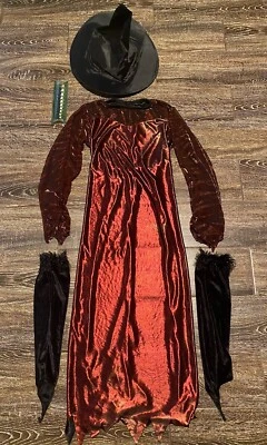 Vestido Disfraz Bruja Halloween Infantil para Niña - Talla Grande. Calentador de brazos para uñas de sombrero Foto 1 de 4