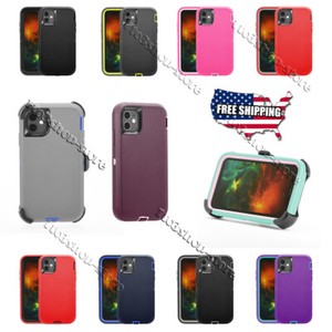 For iPhone 12 mini iPhone 12 Pro Max Shockproof Defender Case w/Belt Clip