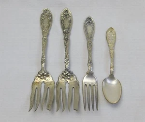 4 Antique 1908 Oneida Silver NARCISSUS Silverplate Flatware & Serving Pieces - Picture 1 of 11