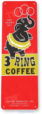TIN SIGN Three Ring Coffee Kitchen Cottage Coffee Shop Bar Metal Decor B651  - Image 1 of 2