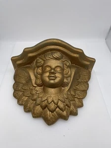 "Bolsillo de pared/plantador Angel Cherub dorado 12""x 9""" - Imagen 1 de 8
