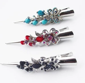 DESIGNER INSPIRED BLUE RED OR BLACK CRYSTAL ACRYLIC SILVER HAIR CLIP CLAW NEW - Picture 1 of 8