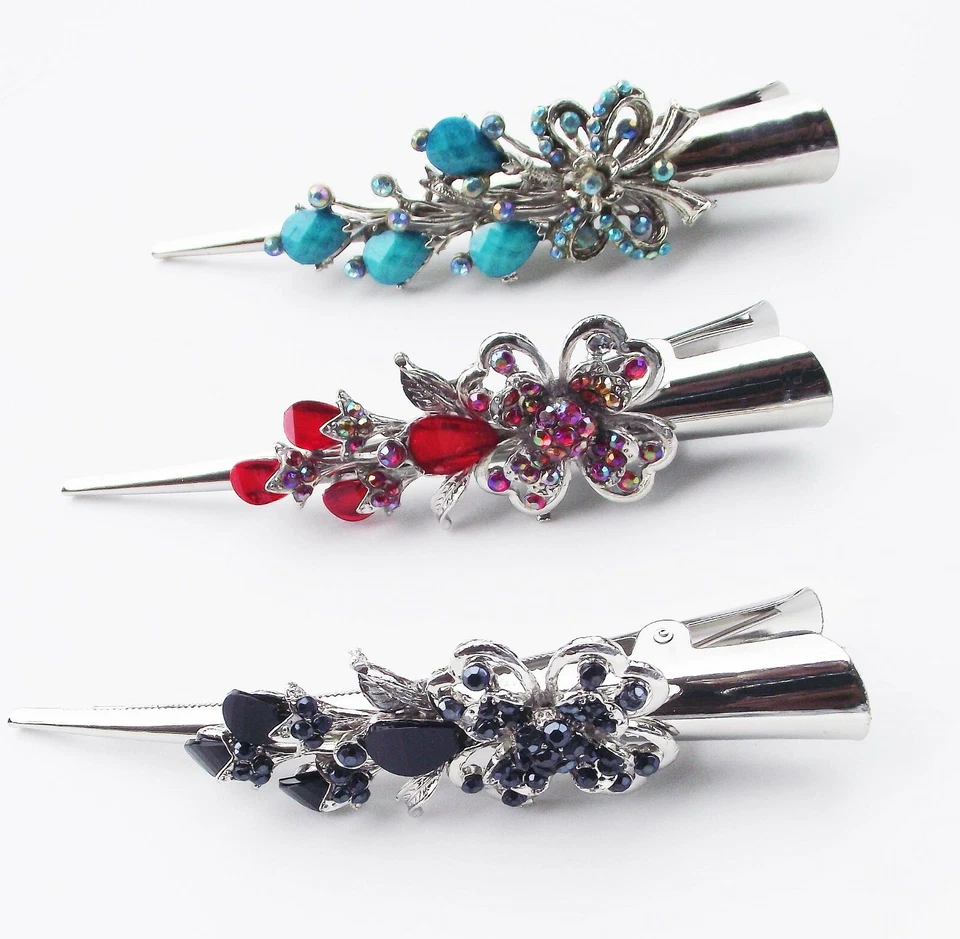 ВДОХНОВЛЕННЫЙ ДИЗАЙНЕРОМ СИНИЙ КРАСНЫЙ ИЛИ ЧЕРНЫЙ КРИСТАЛЛ АКРИЛОВОЕ СЕРЕБРО ЗАКОЛКА КОГОТЬ НОВЫЙ - Изображение 1 из 4