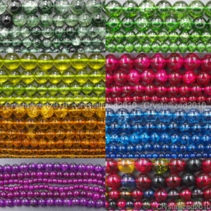Colored Natural Crystal Quartz Rock Gemstone Round Beads 4mm 6mm 8mm 10mm 16" - Picture 1 of 69
