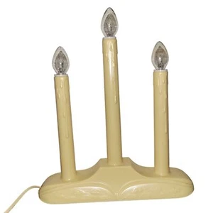 3 Light Electric Indoor Christmas Candle Candolier Ivory plastic Vintage tested - Picture 1 of 9