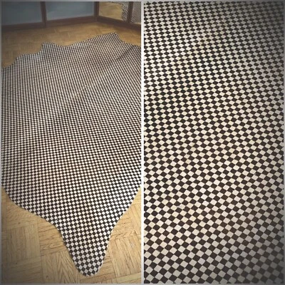 Designer Vichy Kuhfell Teppich Fell Tagesdecke Kariert 215x160 cm Echtfell - Bild 1 von 4