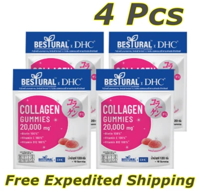 4 gomitas de colágeno Bestural x DHC sabor fresa vitamina C B12 biotina 40 tabletas Foto 1 de 4