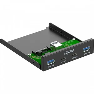 InLine® 3,5" Front Panel, 2x USB-A + 2x USB-C, 10 Gb/s, Metall, schwarz - Bild 1 von 1