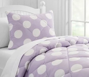 Pottery Barn Kids Lavender cozy dot Diamond Quilted Comforter + ShamsFull/ Queen - Picture 1 of 8