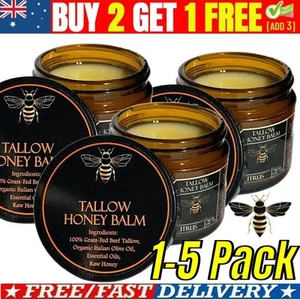 1-5x Organic Grass-Fed Beef Tallow Balm With Raw Honey Moisturizing Cream 100g - Picture 1 of 11