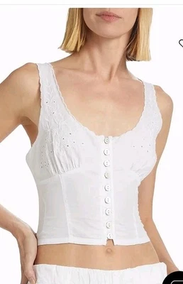  Free People 棉作物上衣孔眼刺绣小号全新带标签波西米亚仙女小屋  — 第 1/4 张图片