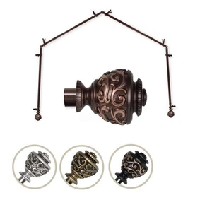 13/16 Dia Adjustable 4 Sided Bay Window Curtain Rod 28 to 48 (each side) in with - Picture 1 of 3