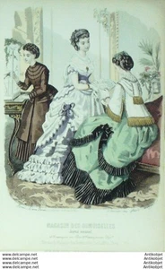 Mode Magasin des demoiselles 1869 # 11 Gravure originale aquarellee - Picture 1 of 1