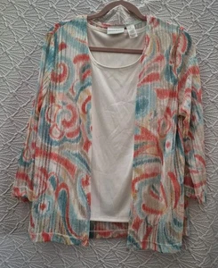 Womens Blouse Alfred Dunner S Multicolor Two Pieces EUC - Picture 1 of 6