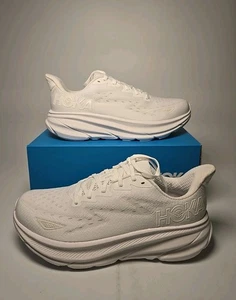 Hoka One One Women's Clifton 9 Wide Low Size 9 Triple White 1132211-WWH - Picture 1 of 5