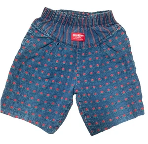 VTG 90s Osh Kosh Youth Girls Kids Floral Stripe Blue Shorts 5 USA - Picture 1 of 9