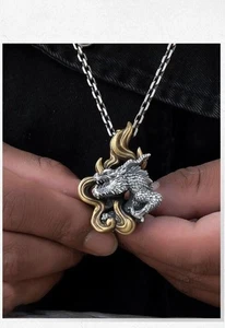 Men's Stainless Steel Amulet Necklace Jewelry High Quality Dragon Pendant - Picture 1 of 15