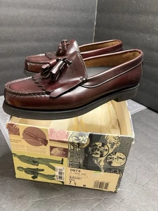 VINTAGE Mens 7.5 M GH Bass Weejuns Burgundy Leather Tassel RAUL 0973 Loafers - Picture 1 of 14