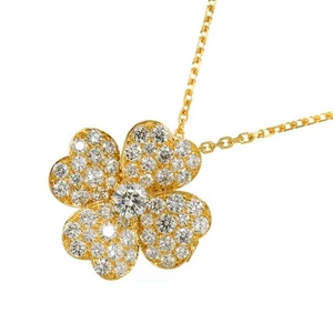 Van Cleef Arpels Cosmos Diamond Flower MM Necklace Brooch 18K YG 750 90289838 - Picture 1 of 11