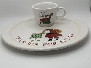 Galletas de fiesta Homer Laughlin de colección para plato y taza de Santa para leche hechas en EE. UU. - Imagen 1 de 7