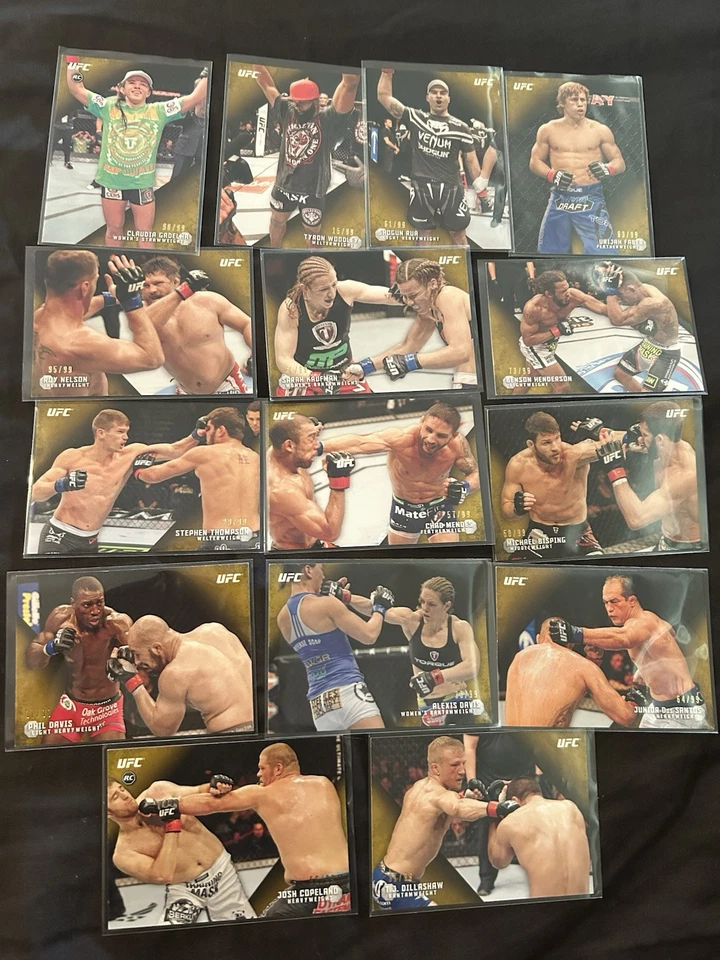 2015 Topps UFC Knockout Gold Parallel 15 Card Lot /99  Bisping Dillashaw Faber + - Image 1 of 2