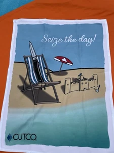 Cutco Kitchen Tea Towel 19x25” Knife Sunning At Beach Advertising  Seize The Day - Picture 1 of 8
