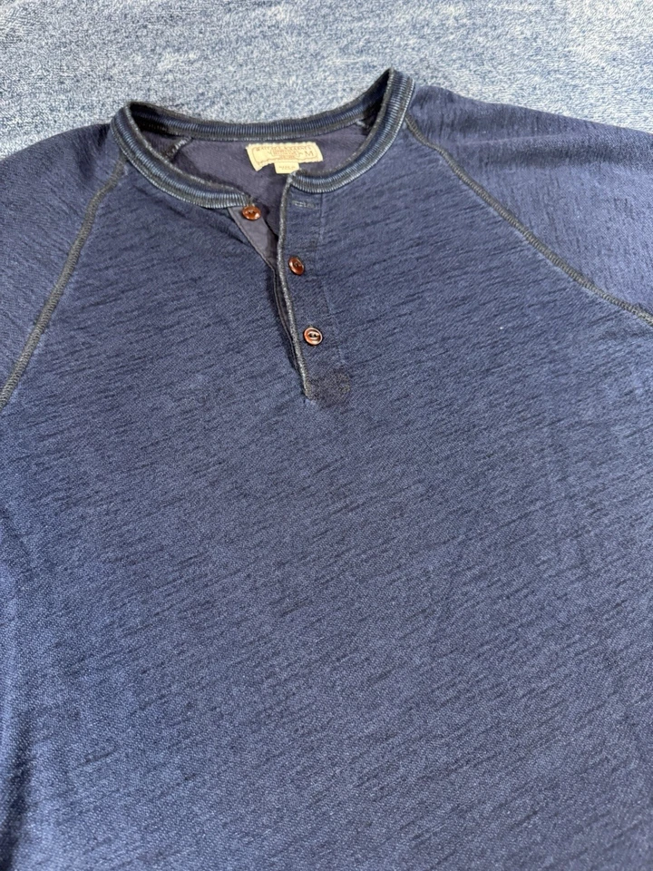 WALLACE & BARNES Shirt Men's Thermal Henley Marled Navy Blue E6848 Indigo - Image 1 of 4