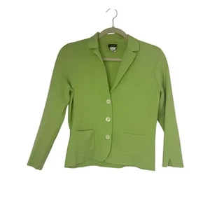 Vintage J.Crew Sweater Blazer Women M Lime Green Preppy Spring Clueless Y2K - Picture 1 of 6