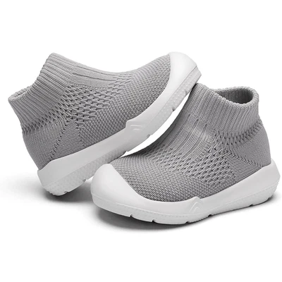 Engtoy 8.5 码婴儿蹒跚学步的孩子一脚蹬袜子鞋防滑拖鞋灰色 — 第 1/4 张图片