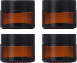 4Packs round Amber Glass Jars 0.5Oz Small Comestic Sample Containers Empty Lip B - Picture 1 of 12